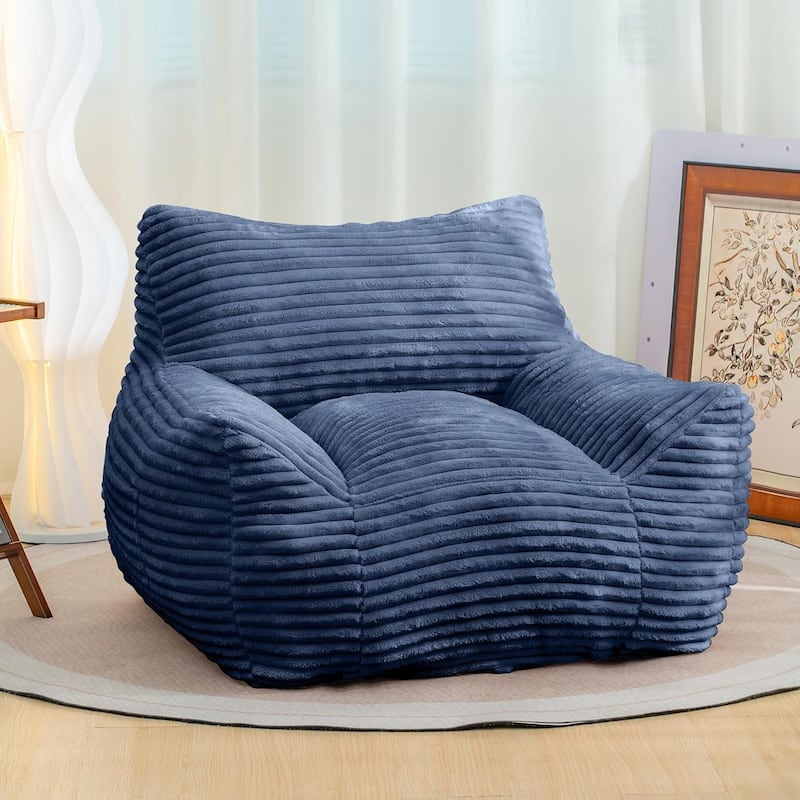 Bean Bag Chair for Adults with Armrests, Oversized Comfy Beanbag Lounge Lazy Floor Sofa Chair - Blue