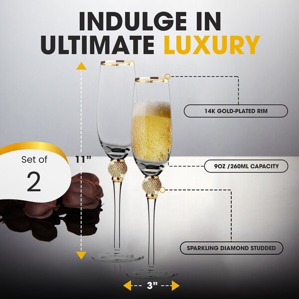 Berkware Crystal Champagne Glass with Gold or Silver Rim