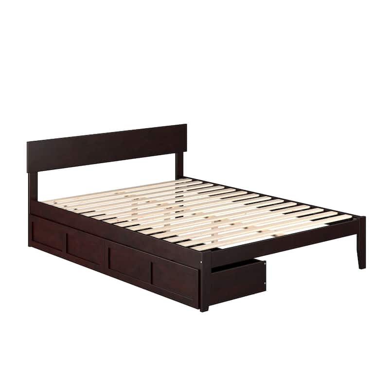 Rustic Bed with Drawers - Espresso Finish Bedroom Furniture