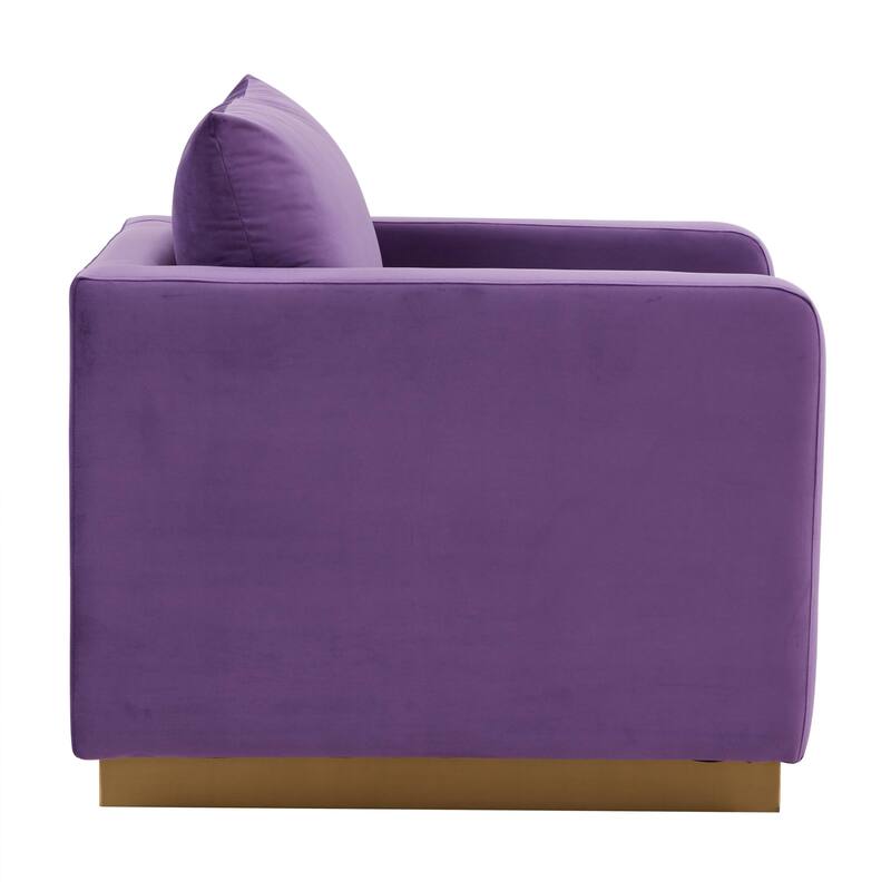Nervo Velvet Modern Single Seater Sofa, Accent Arm Chair with Gold Stainless Steel Square Base for Living Room & Bedroom - 32.67