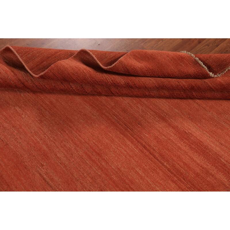 Orange Modern Gabbeh Area Rug Oriental Tribal Hand-Knotted Wool Carpet - 6'5" x 9'9"
