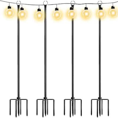 WaLensee 9.4 FT String Light Poles with Hook for Hanging String Lights for Garden Party Patio Christmas Wedding