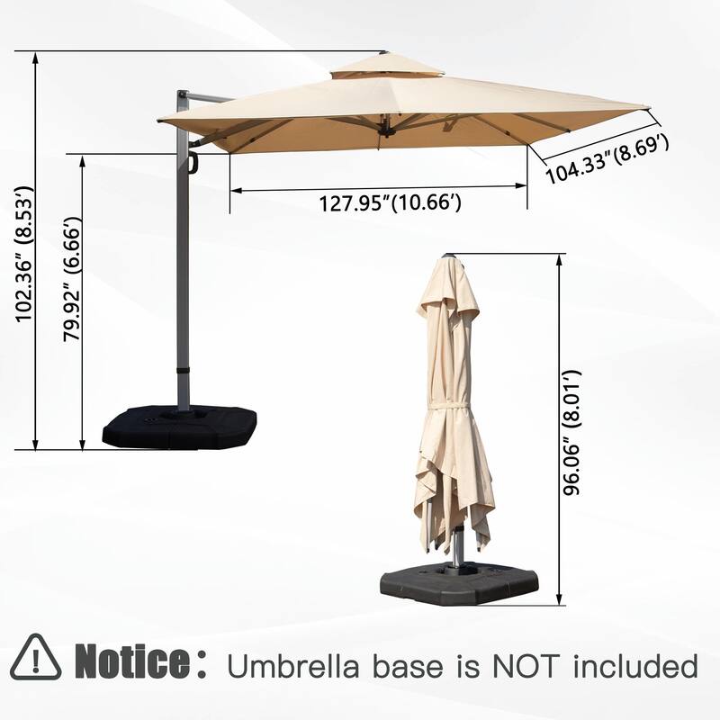 Aluminum Patio Umbrella - 360° Rotation, Hydraulic Lift