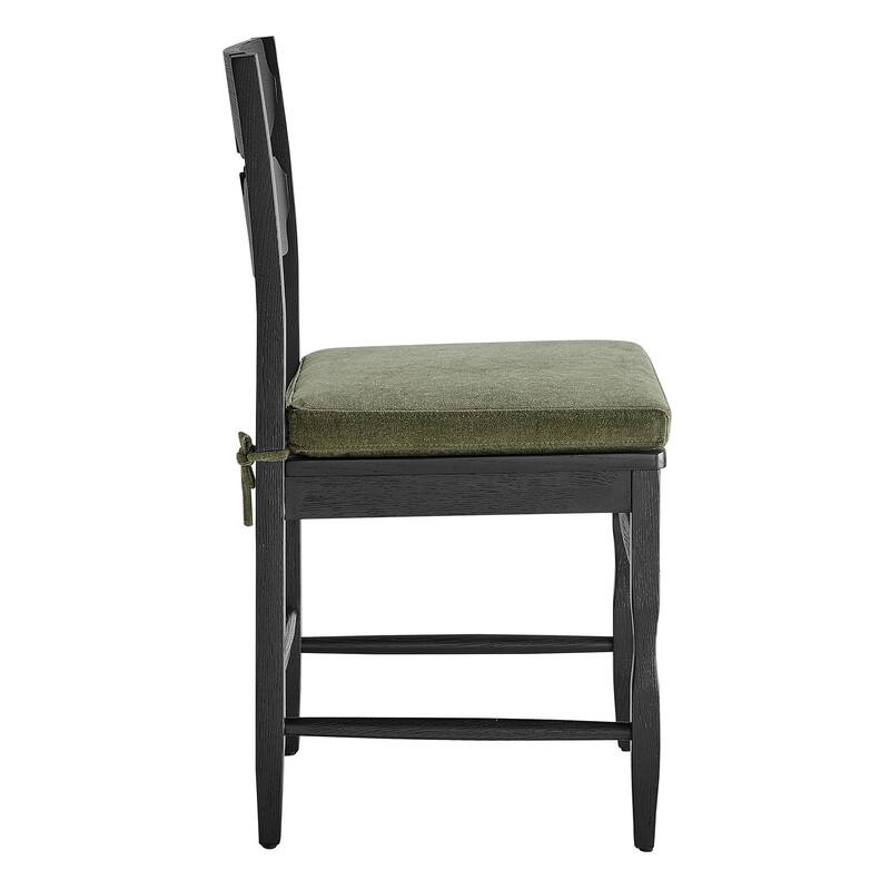 Jax Oak Wood Dining Chair With Wavy Razor Back and Cushion