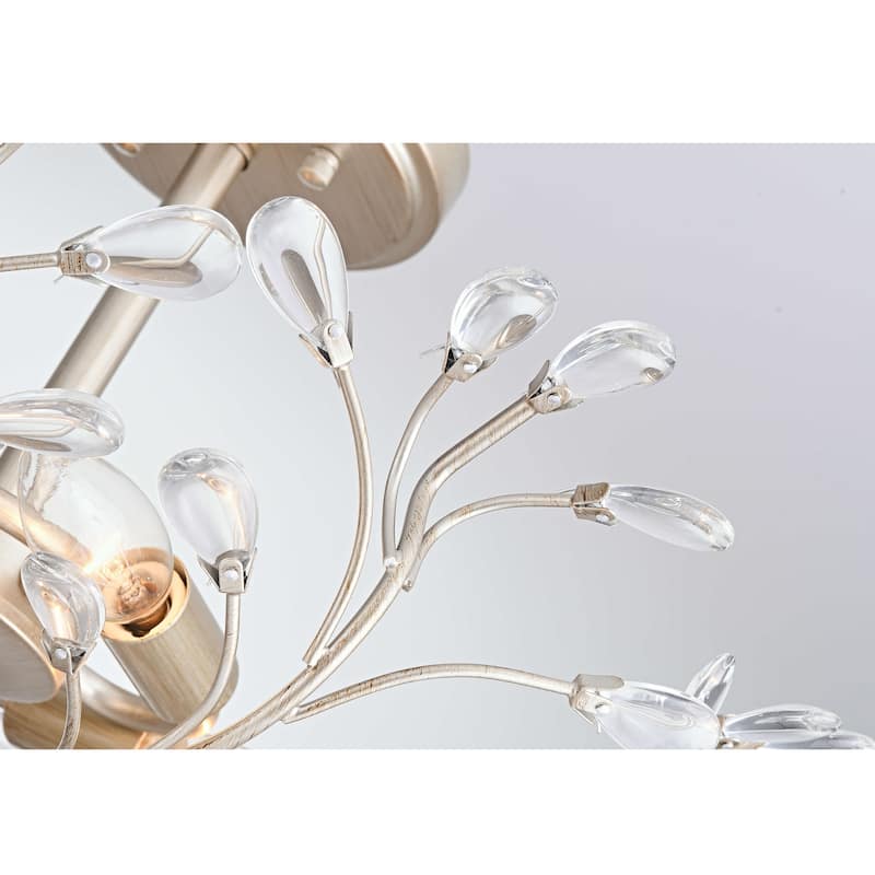 Flavia 4-light Crystal Beaded 9-Branch Semi-Flush Mount - 18 inches in diameter x 12 inches H