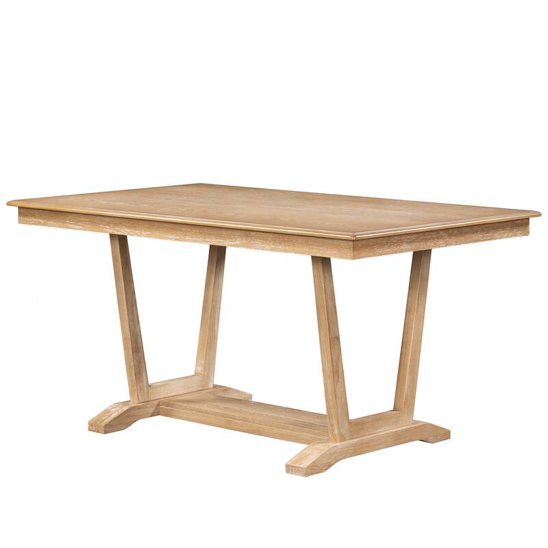 Mid-Century Modern Dining Table and Chair Set Small Apartment Dining Table and Chair Set with Trestle Table Base for Dining Room