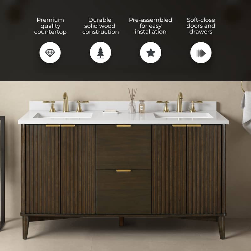 Gabi Bathroom Vanity with White Engineered Stone Top