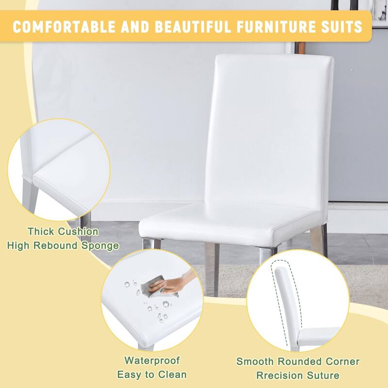 Set Of 2 Pu Leather Backrest Chairs With Gold Metal Legs, 16.2*18.5*34.6 Inches