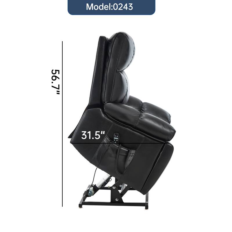 Power Lift Recliner Chair with Heat & Massage, Dual Motor Infinite Position Electric Recliner with Cup Holders & Remote Controls
