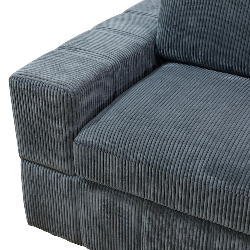 Oversized Corduroy 7 - Piece Corner Sectional Sofa Couch with Ottoman for Living Room Sofa Set