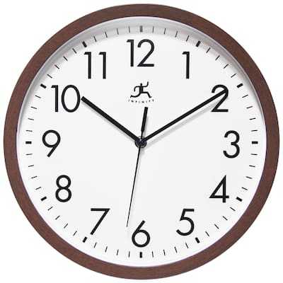 12" Walnut Finish Wall Clock - 12 x 1.5 x 12 - 12 x 1.5 x 12