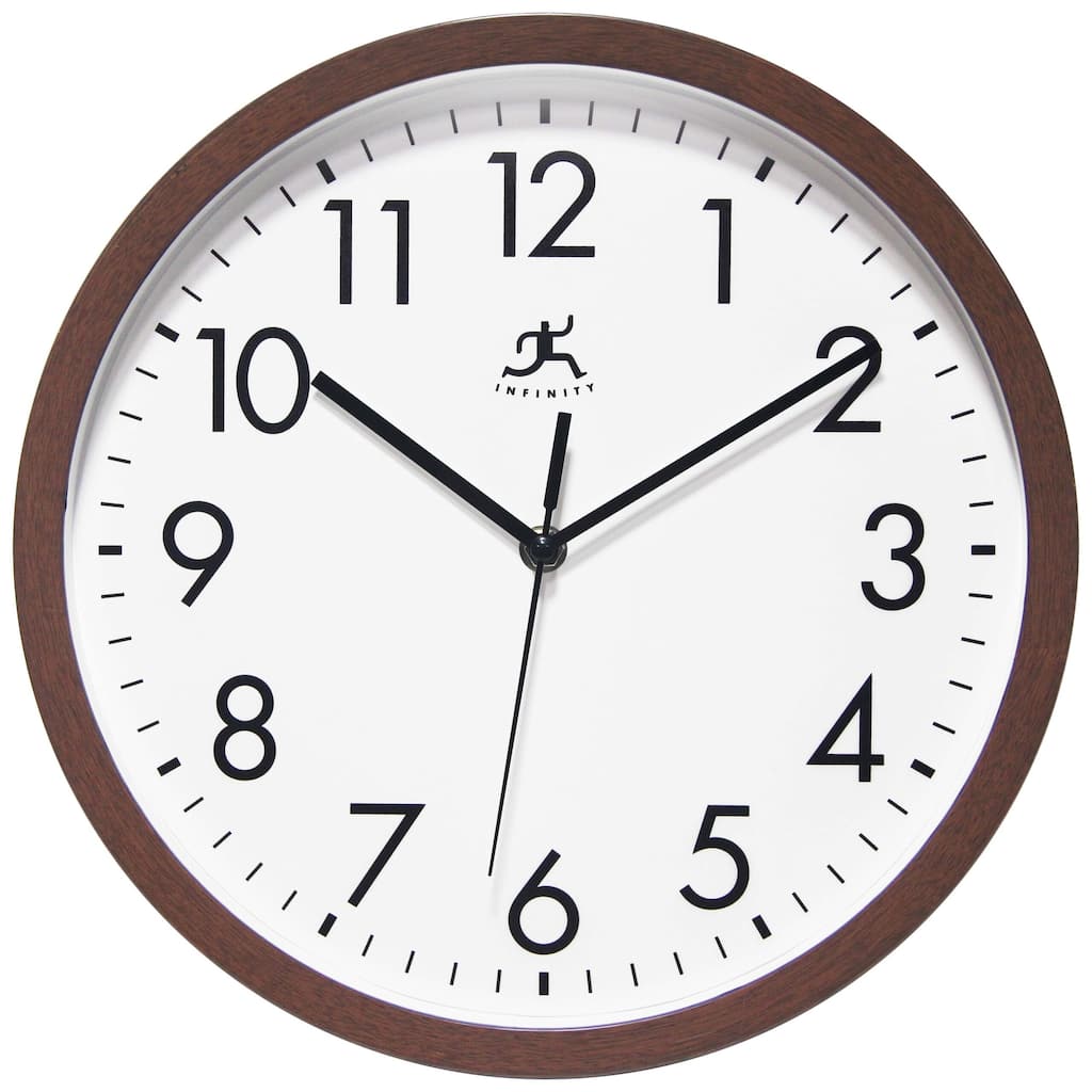 12" Walnut Finish Wall Clock - 12 x 1.5 x 12 - 12 x 1.5 x 12