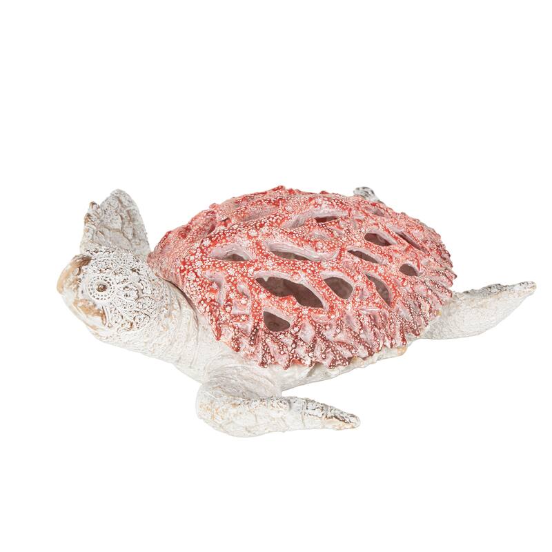 Polystone Textured Swimming Sea Turtle Decorative Sculpture with Red Shell - Reb or Blue