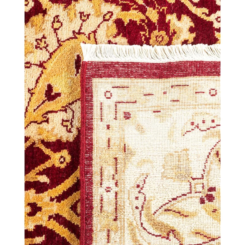 Overton Hand Knotted Wool Contemporary Oriental Red Area Rug - 5' x 8'