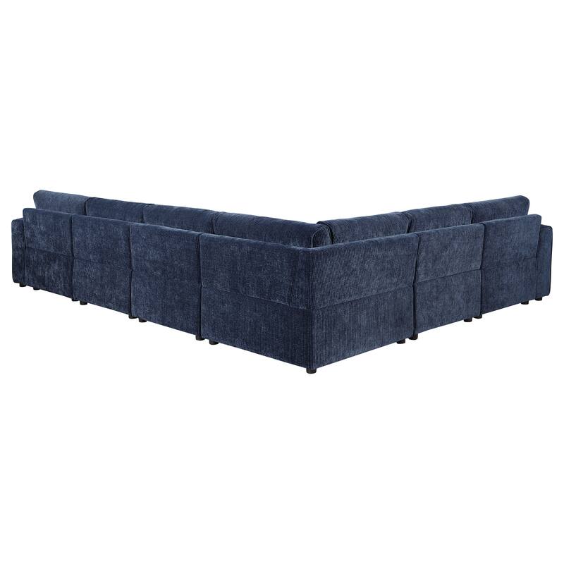 Atlantic 6-Piece Upholstered Modular Sectional Sofa Blue