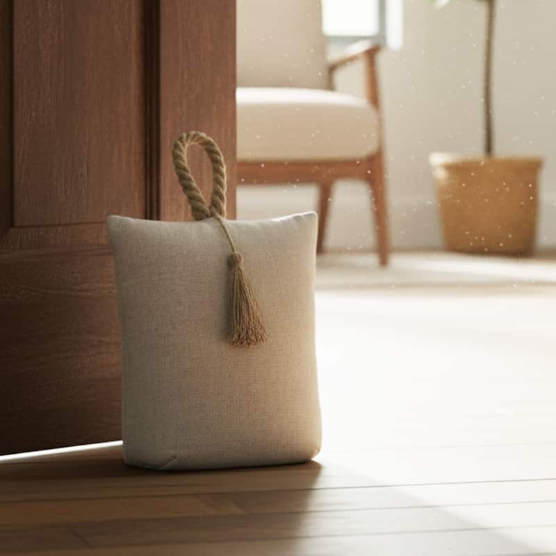Nature Cotton Bag Door Stop Weighted Floor 2.2 lbs - 6"L x 4.6"W x 8"H