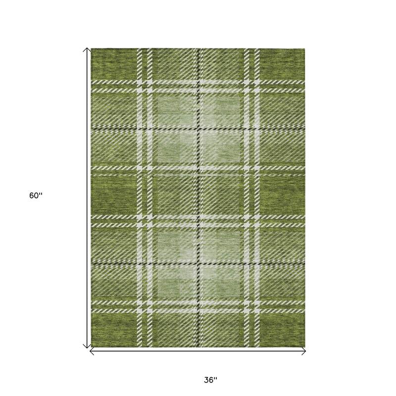 HomeRoots Plaid Transitional Rectangle Outdoor Rug