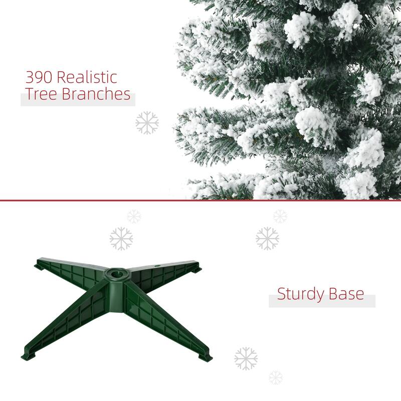 HOMCOM 6' Snow Flocked Artificial Pencil Christmas Tree, Slim Xmas Tree, Green - 5.89 ft