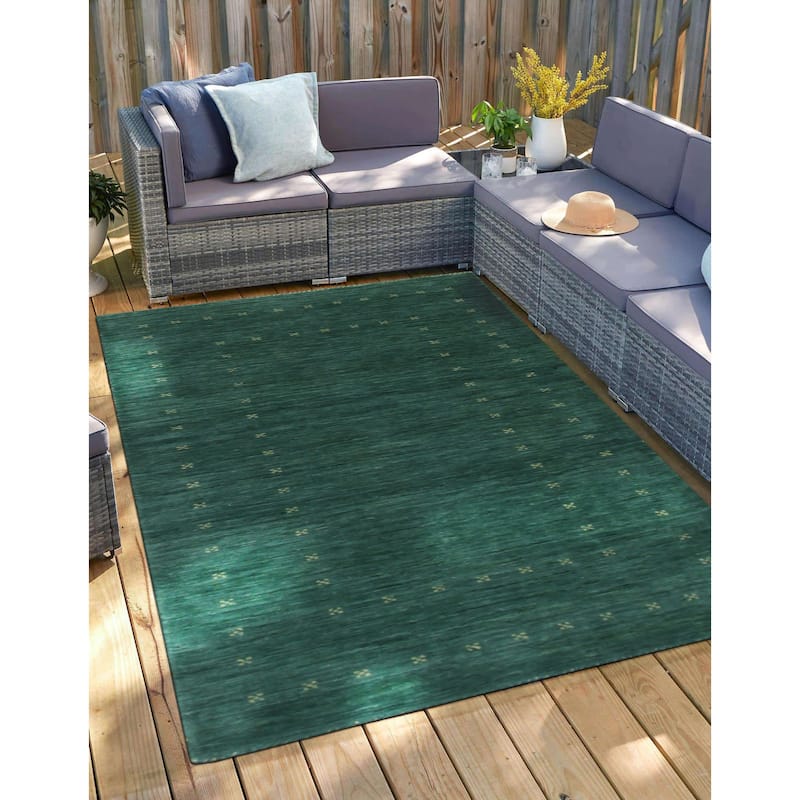 Hand Knotted Wool GREEN Modern Solid Modern Loom Area Rug