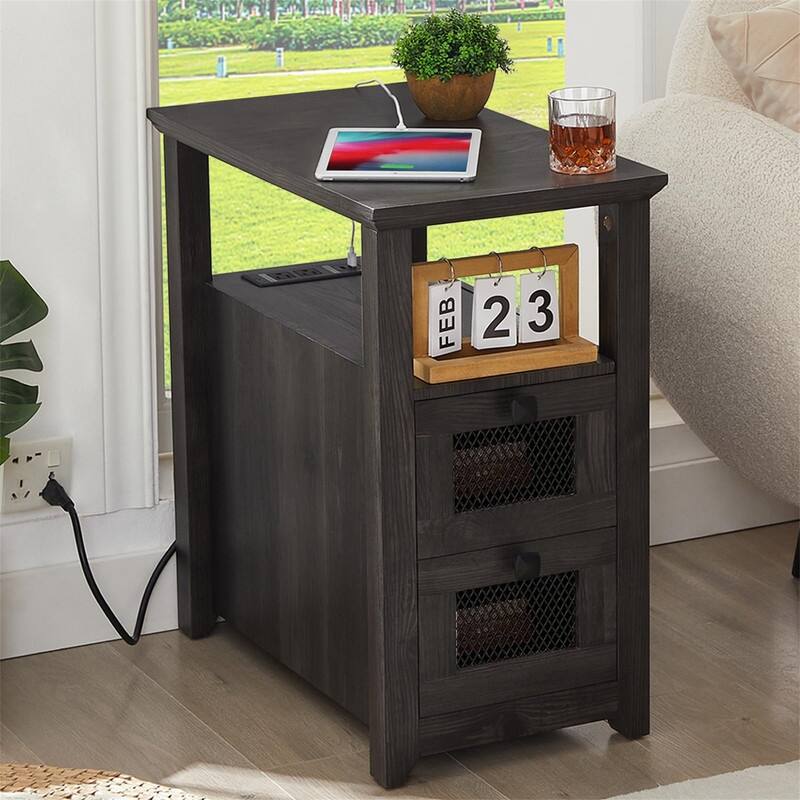 End Table with Charging Station - 13.78"D x 23.6"W x 24.8"H