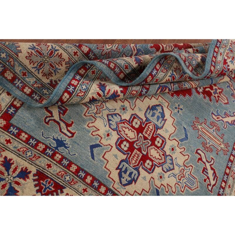 Light Blue Kazak Oriental Area Rug Hand-Knotted Wool Carpet - 5'9" x 8'1"