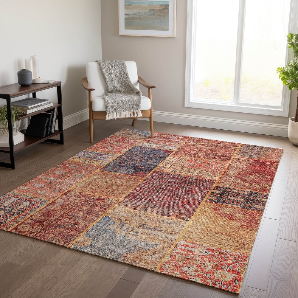 Machine Washable Indoor/ Outdoor Chantille Persian Vintage Patchwork Rug