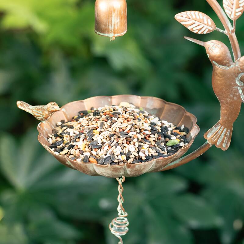Glitzhome 25"H Faux Copper Patina Finish Hummingbird Birdfeeder