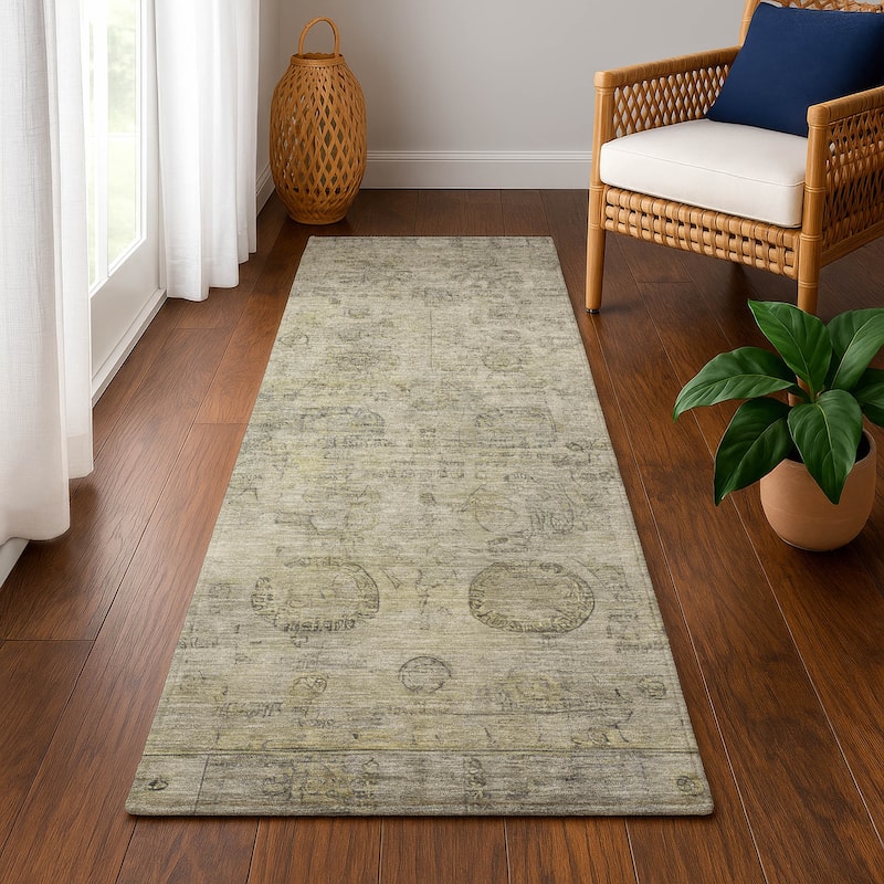 Premium Washable Super Soft Vintage Traditional Mayfield Rug - Taupe - 2'3" x 7'6"