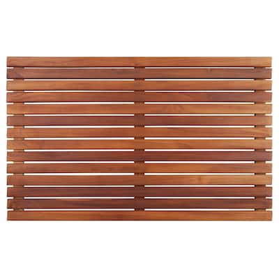 Teak Slatted Brown Wood Shower Mat