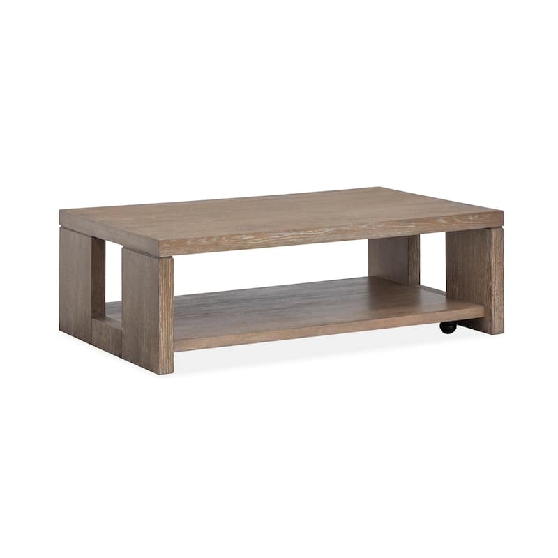 Magnussen Home Conway Spiced Brown Rectangular Cocktail Table With Casters - 50''W x 30''D x 16.5''H - 50''W x 30''D x 16.5''H