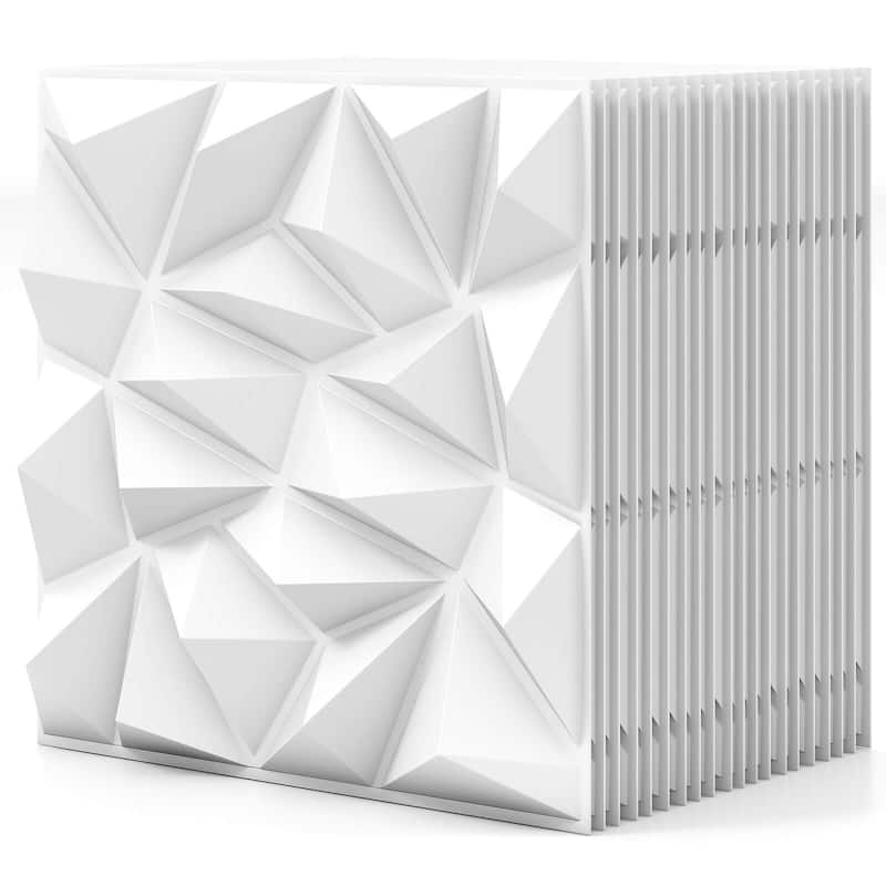 Costway 20/40 Pack 3D Wall Panels PVC Diamond Textured Wall Tiles for