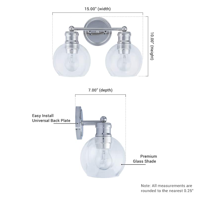 Brio Lighting Jasper Farmhouse 2-Light Dimmable Bathroom Vanity Light