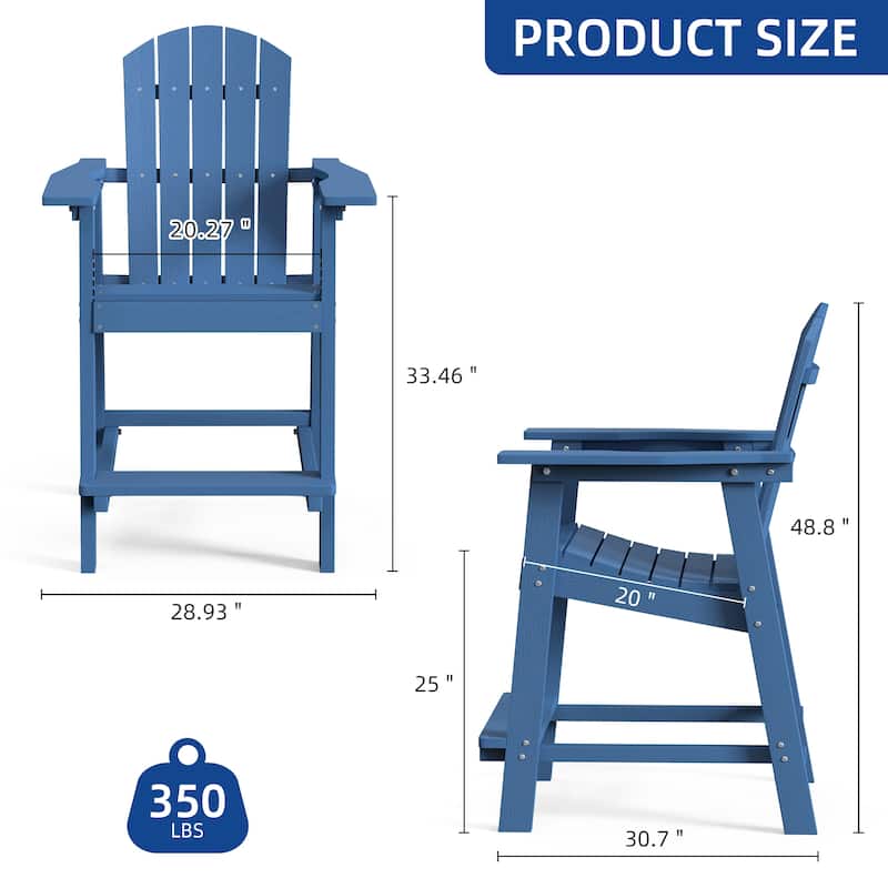 Moasis Tall Adirondack Chair Set of 2 Outdoor Patio Adirondack Barstools