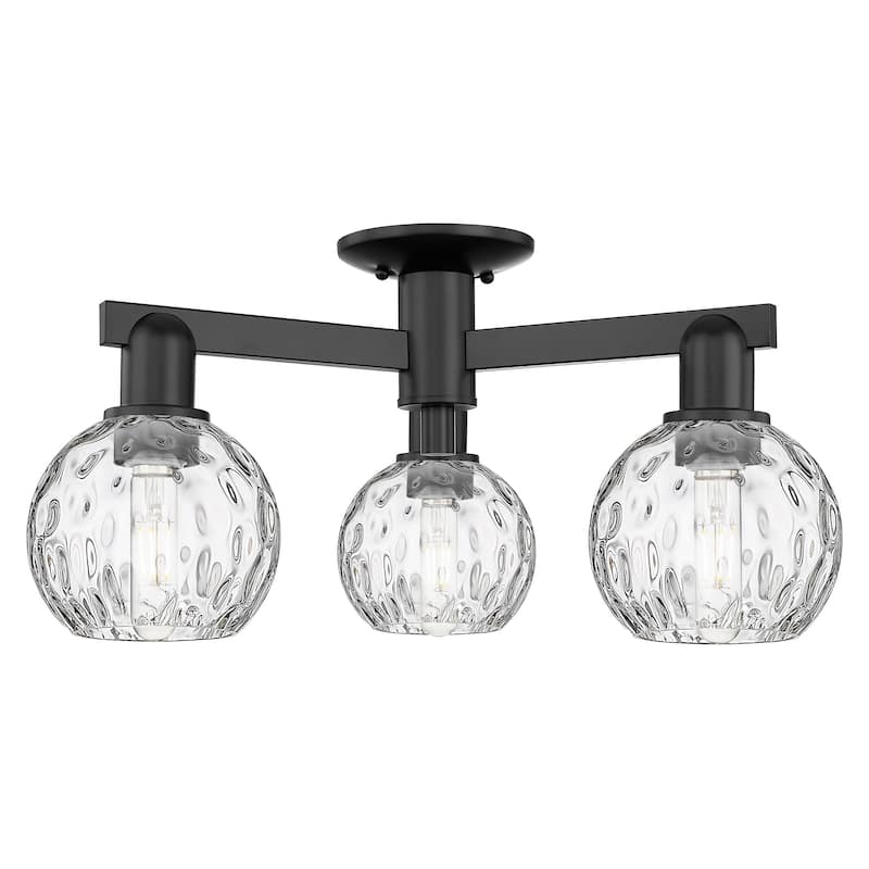 Innovations Lighting 716-3F-10-24 Athens Water Glass Semi-Flush Athens - Matte Black / Clear Water Glass