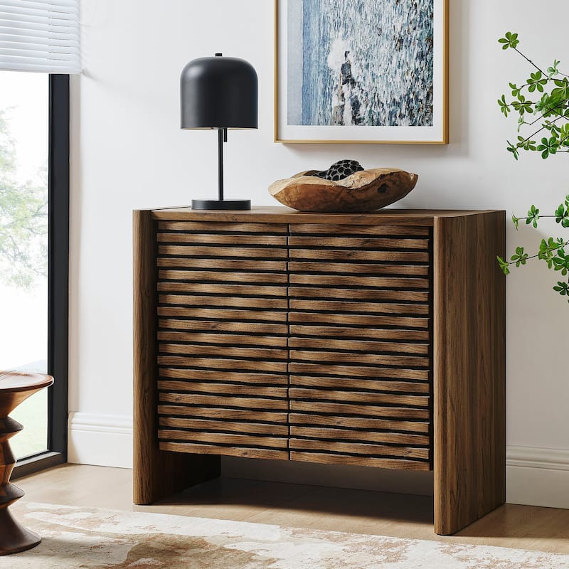 Emric Wave Accent Cabinet - Walnut