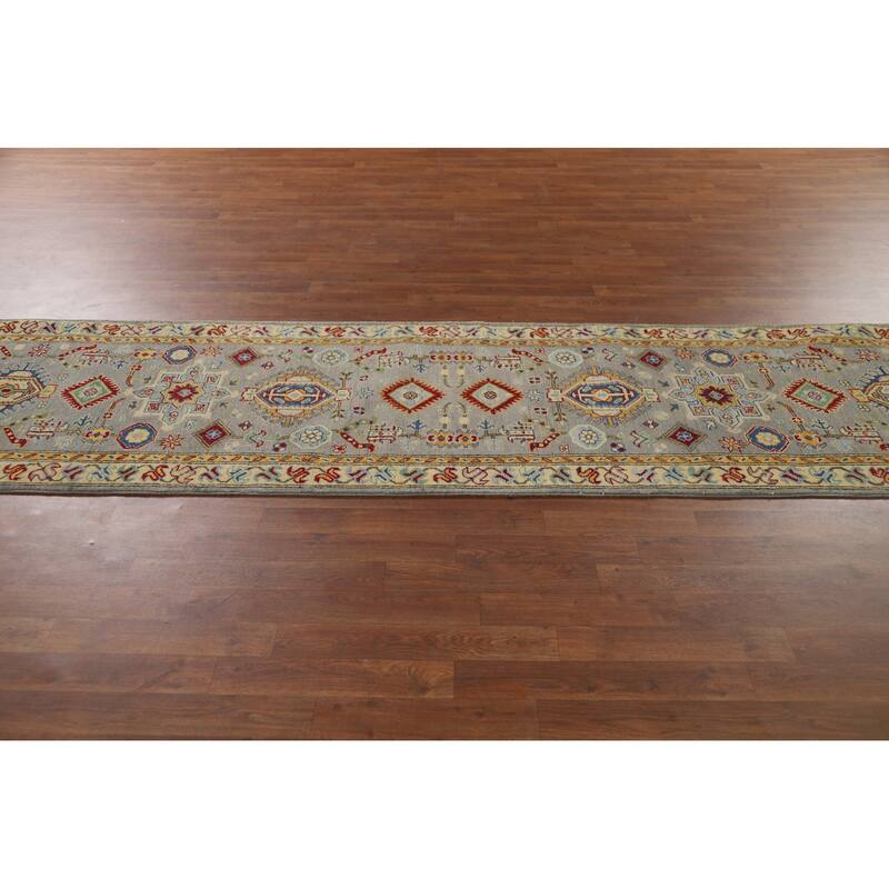 Kazak Oriental Runner Rug Hand-Knotted Wool Carpet - 2'8" x 16'4"