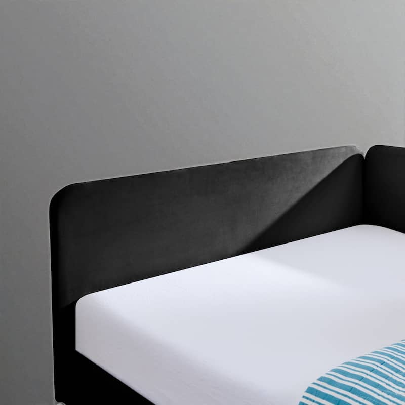 Twin Size Upholstered Platform Sofa Bed with Velvet Cushions and 2 Storage Drawers, Convertible Daybed Frame