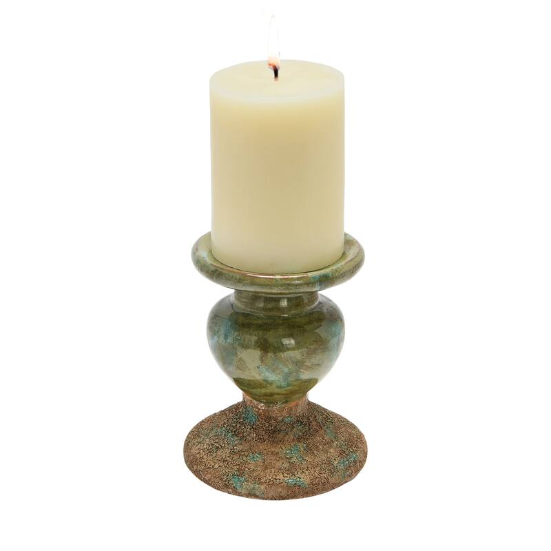 Sculptural Terracotta Pillar Candle Holder