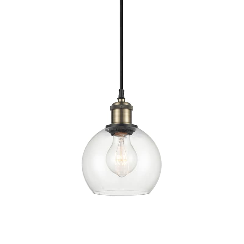 Innovations Lighting 516-1P-10-6 Athens Pendant Athens 6" Wide Mini - Black Antique Brass / Clear