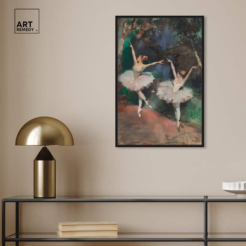 Art Remedy Classical Ballerinas Framed Impressionism 1 Piece Canvas Wall Art /Monet And Van Gogh Inspired Art