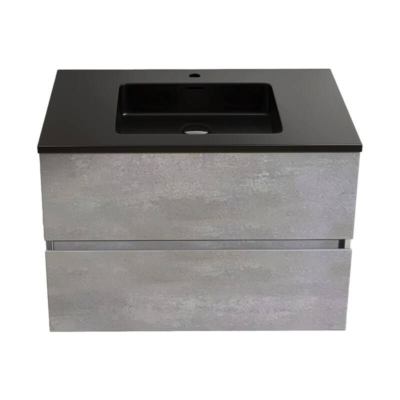 24 in./30 in./36 in. Wall-Mounted 2-drawer Bathroom Vanity Set in Cement Grey with Integrated Solid Surface Sink