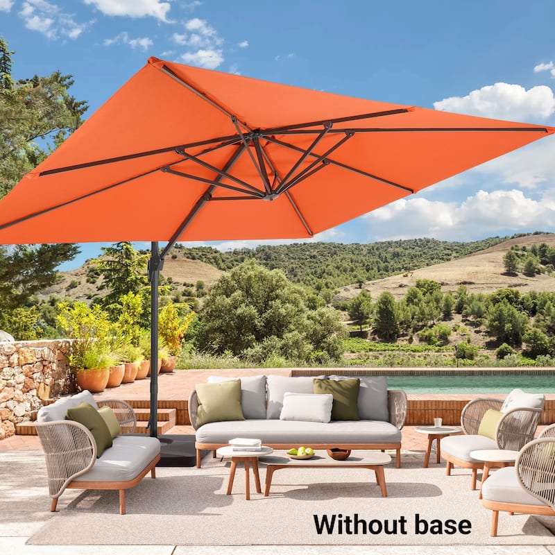 BONOSUKI Outdoor 11.5x9FT Cantilever Patio Umbrella with 360 Rotation - Red