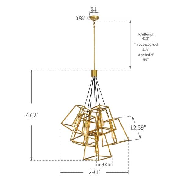 dimension image slide 0 of 3, 7-Light Multi Cage Industrial Pendant Lamp Stairway Chandelier