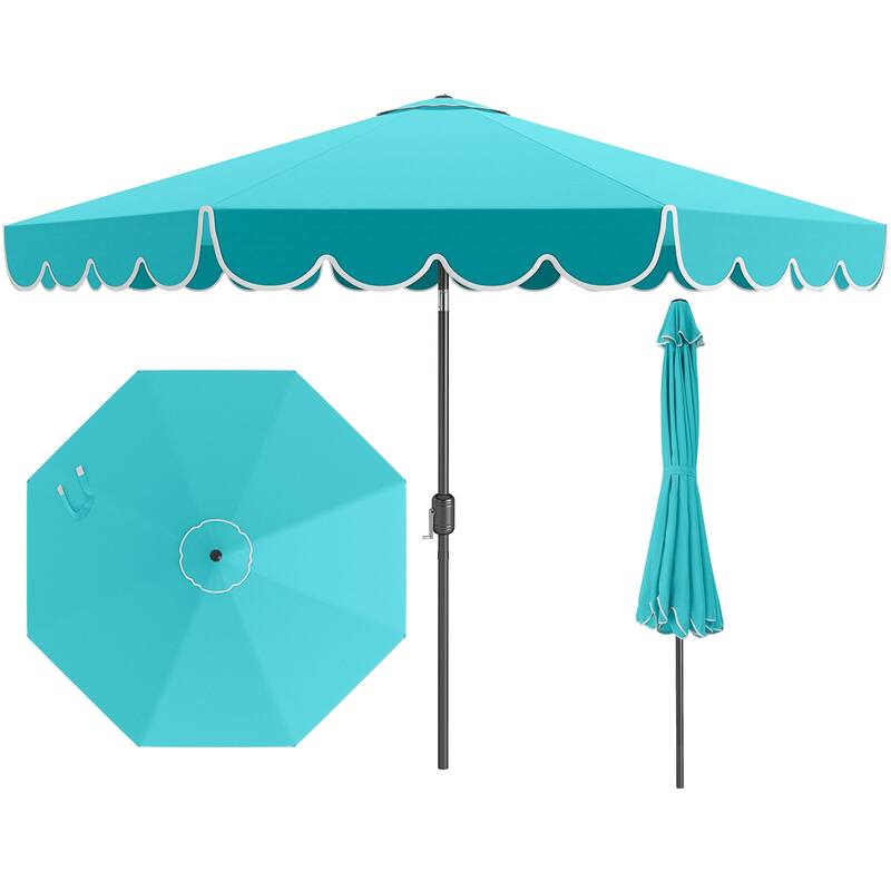 10 FT Patio Umbrella Market Table Umbrella Outdoor Sun Shade w/Crank - Turquoise