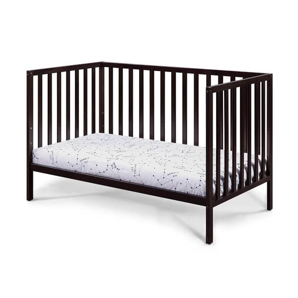 53.5 Inch 3in1 Wood Baby Crib with Guardrail, Island Crib, Espresso