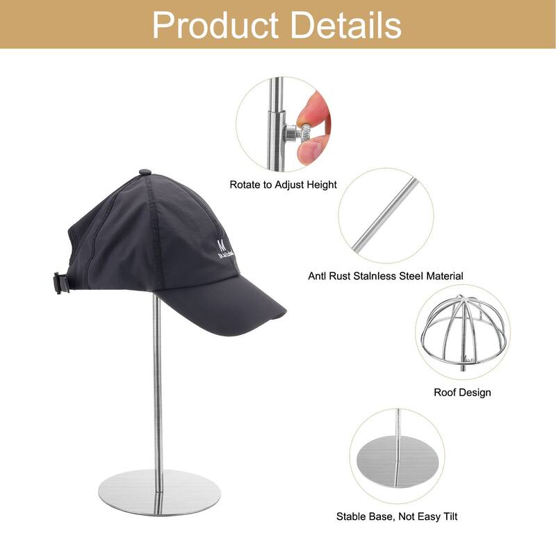 4x Hat Display Stand, Adjustable Height Hat Wigs Head for Display Hats