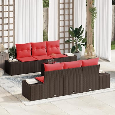 vidaXL 7 Piece Garden Sofa Set with Cushions - 94.1×24.4×27.2