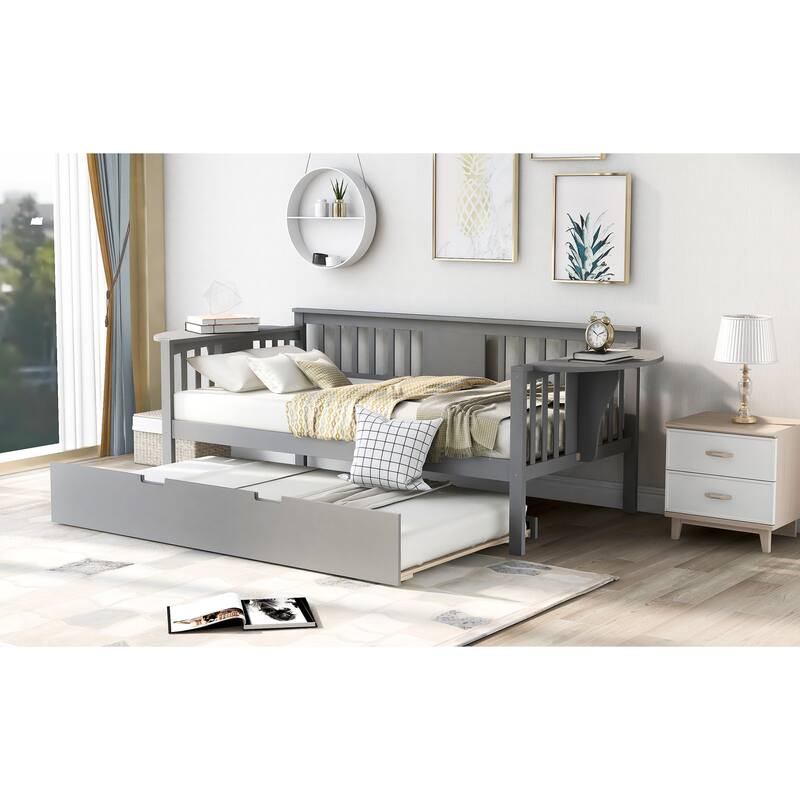Multi-Functional Daybed with Trundle and Storage Side Tables for Bedroom or Living Room