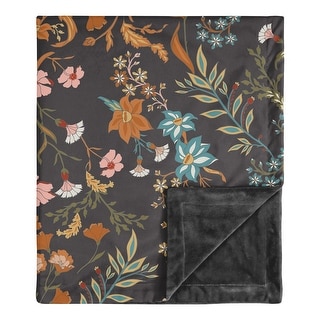 Sweet Jojo Designs Boho Wildflower Vintage Floral Girl Baby Receiving Security Swaddle Blanket - Black Orange Bohemian Farmhouse