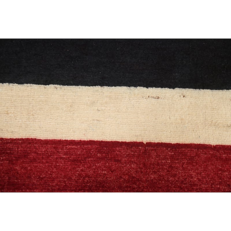 Contemporary Gabbeh Kashkoli Wool Area Rug Hand-knotted Striped Carpet - 2'2" x 3'0"